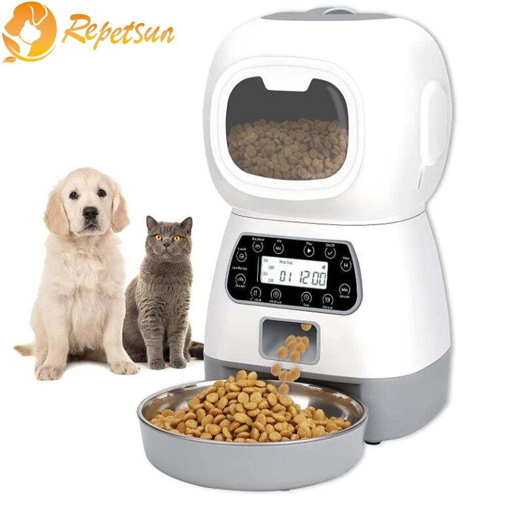 3.5L Automatic Pet Feeder Smart Food Dispenser For Cats Dogs Timer Stainless Steel Bowl Auto Dog Cat Pet Feeding Pet Supplies - Daisan Mart