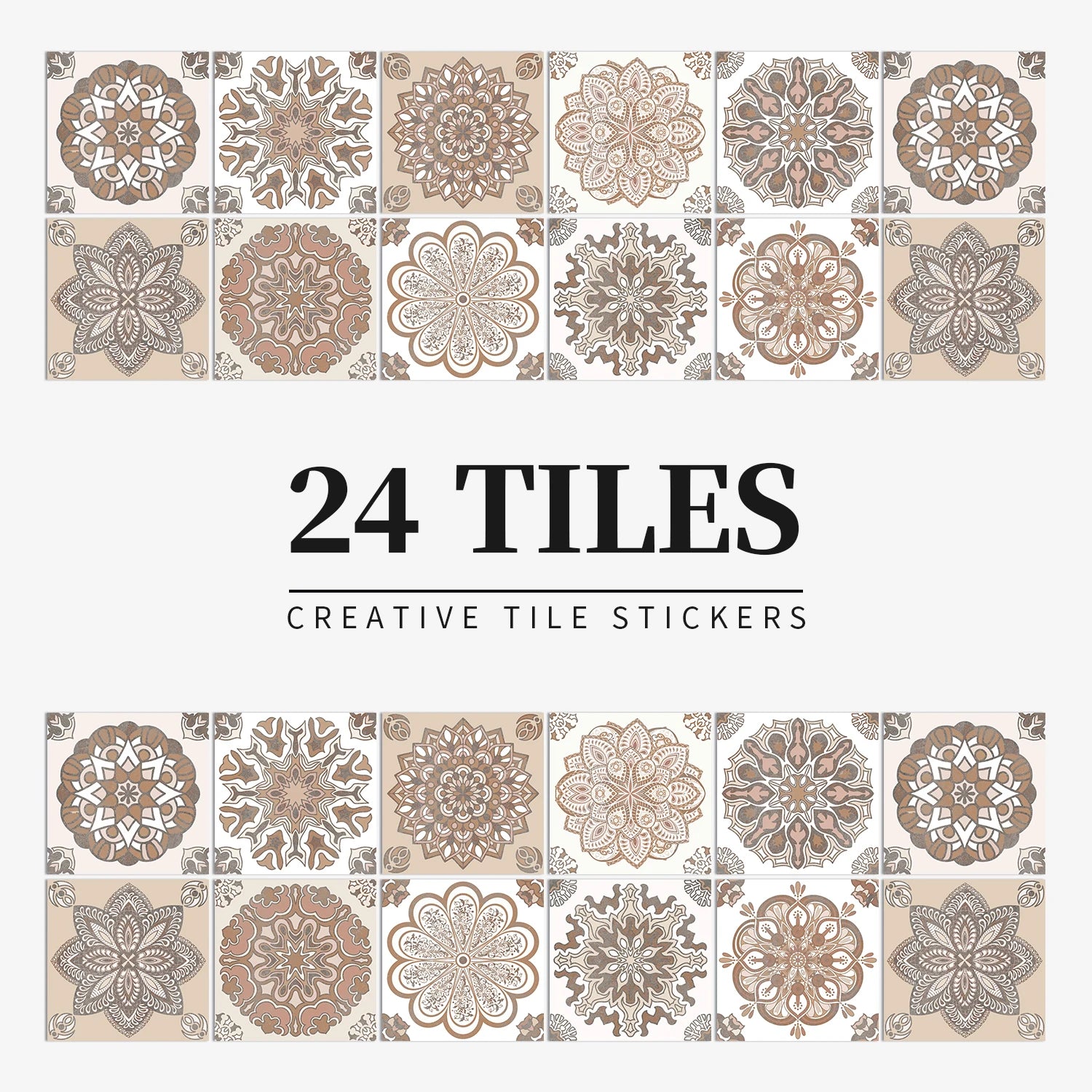 24Pcs European retro style Art Tile Wall Stickers With Self Adhesive Removable Bathroom Kitchen Waterproof Pvc Decal Wallpaper
