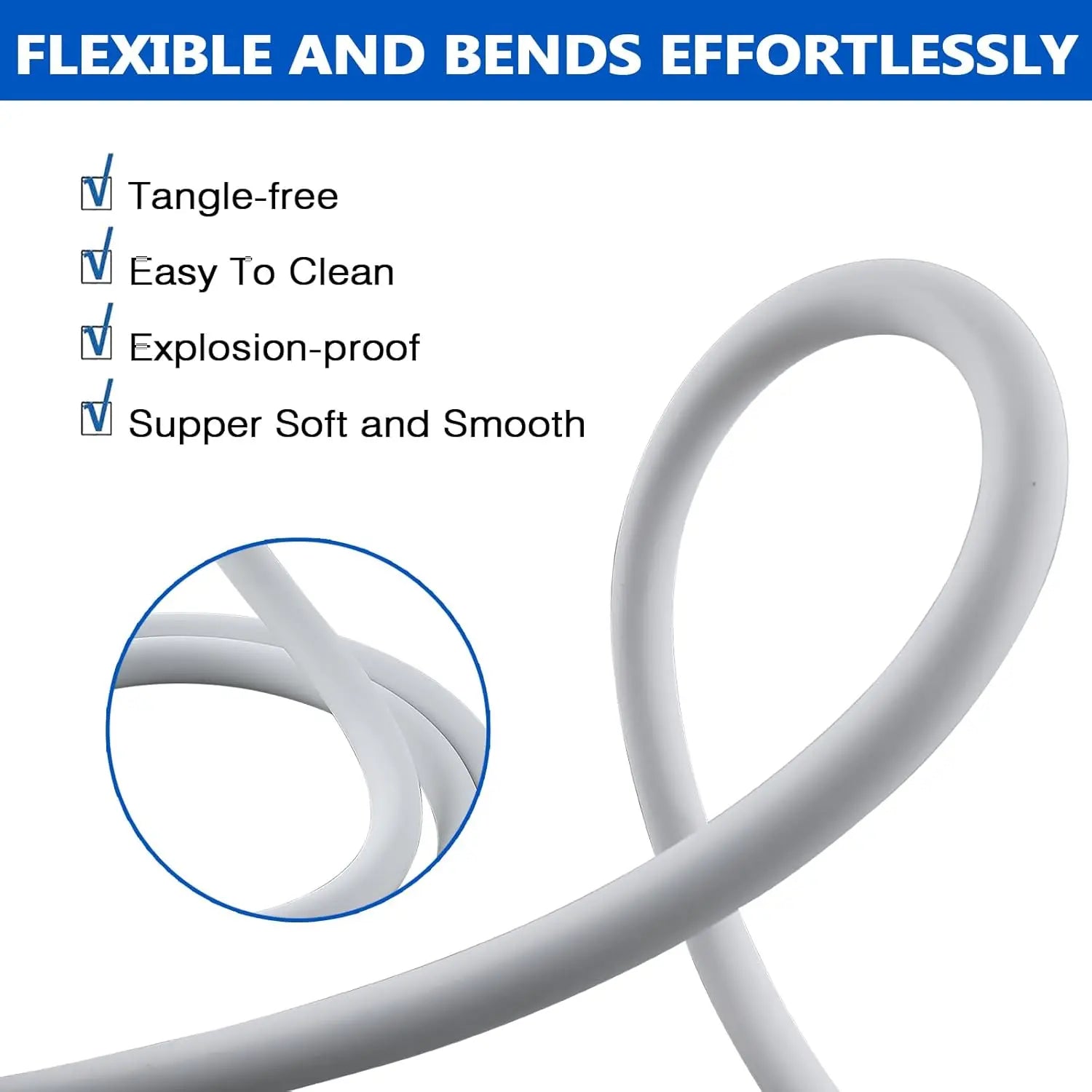 New 1.5/2M Silicone Flexible Shower Hose Anti-Winding Extension High Pressure Pipe Showerhead Tube Bathroom Faucte Accessorie - Daisan Mart
