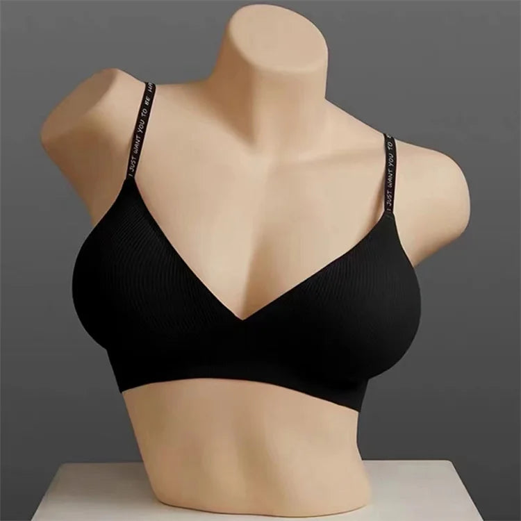 Sexy women's bra without underwire, deep V neck, personality straps