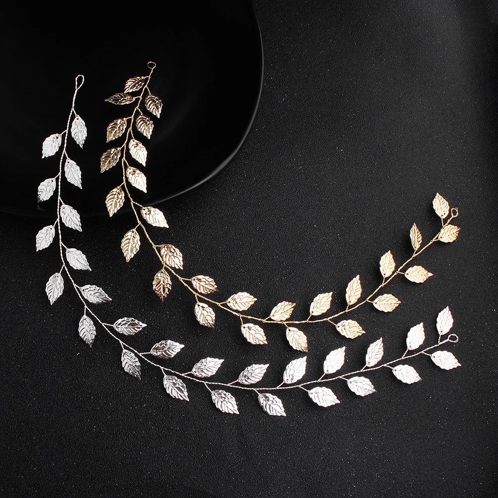 Vương Miện Cô Dâu Ngọc Trai Lá Hoa Đính Đá Sang Trọng