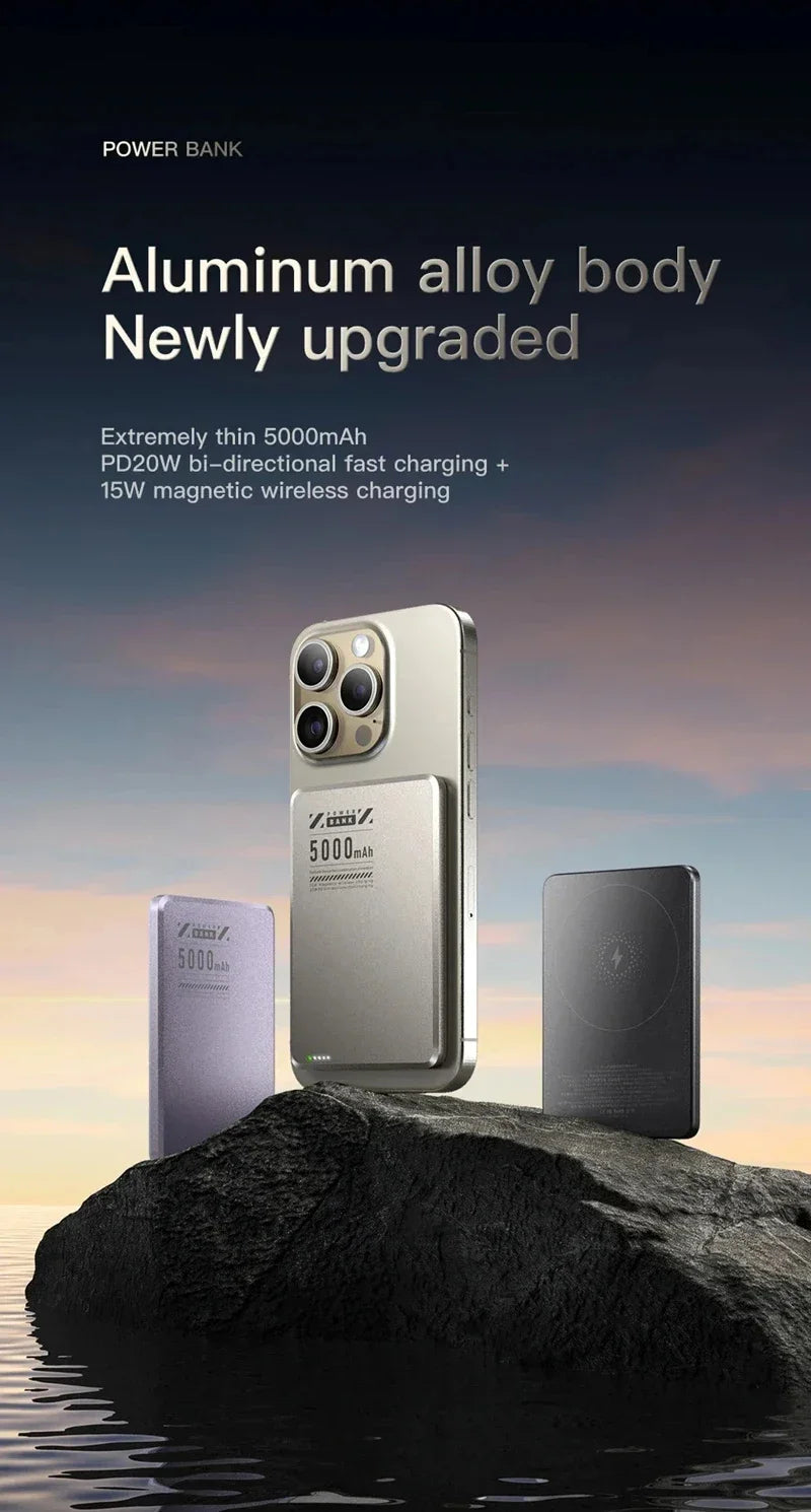 OnePlus Ultra-thin magnetic Power Bank 5000 mAh Wireless Metal MagSafe PD 20W Large Capacity Fast Charging Portable Power Bank - Daisan Mart