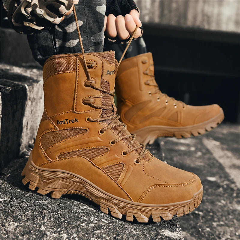 Men's Fashion Boots - Motocross Style High-Top Boots