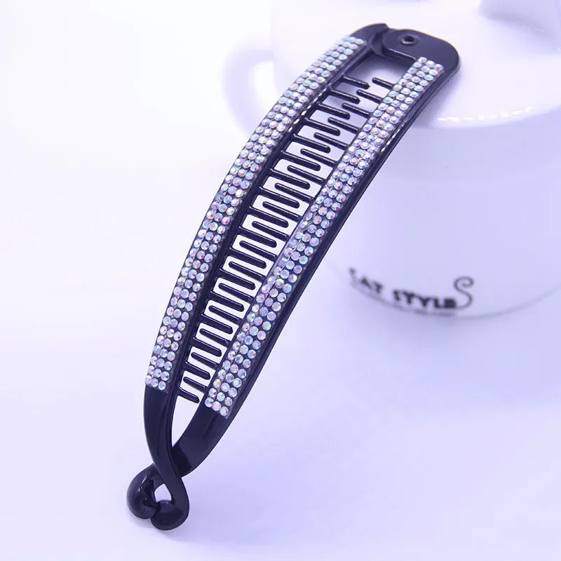 Stylish Black Rhinestone Banana Clip