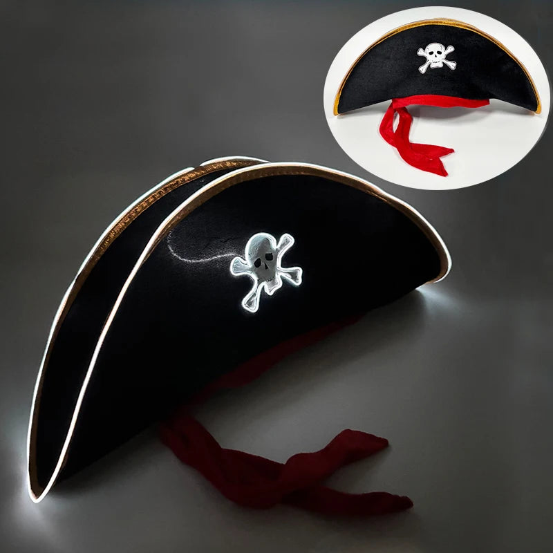 Halloween LED Light-Up Pirate Hat Skull Pattern