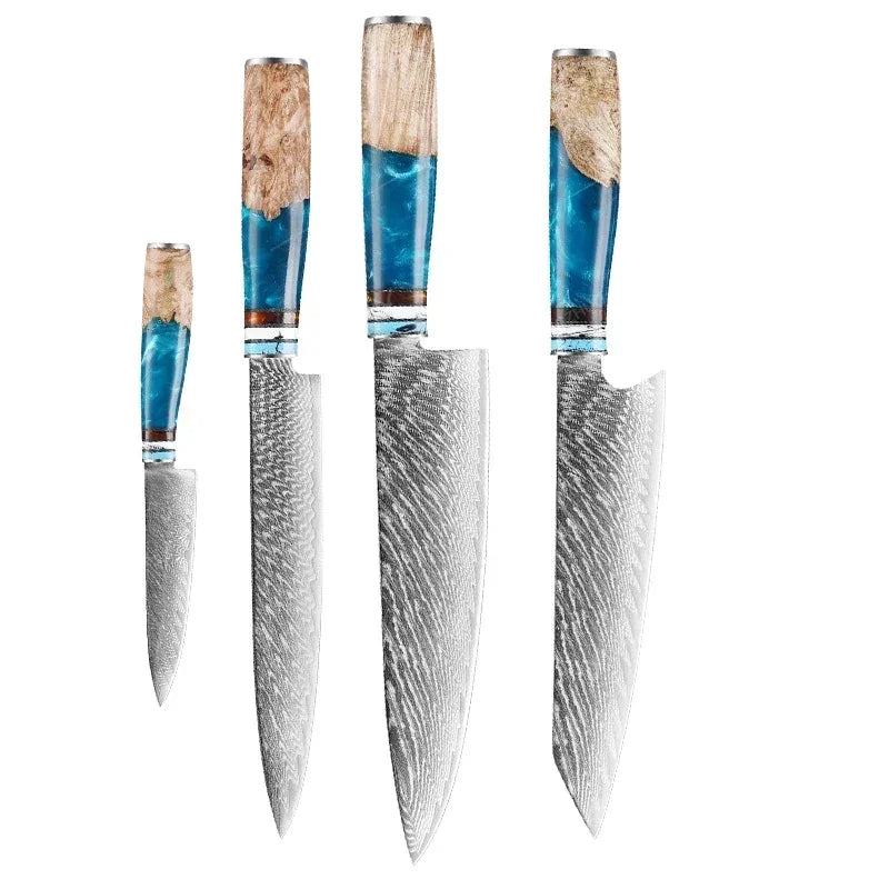Damascus Kitchen Knife Set - Sharp and Multi-Purpose Japanese