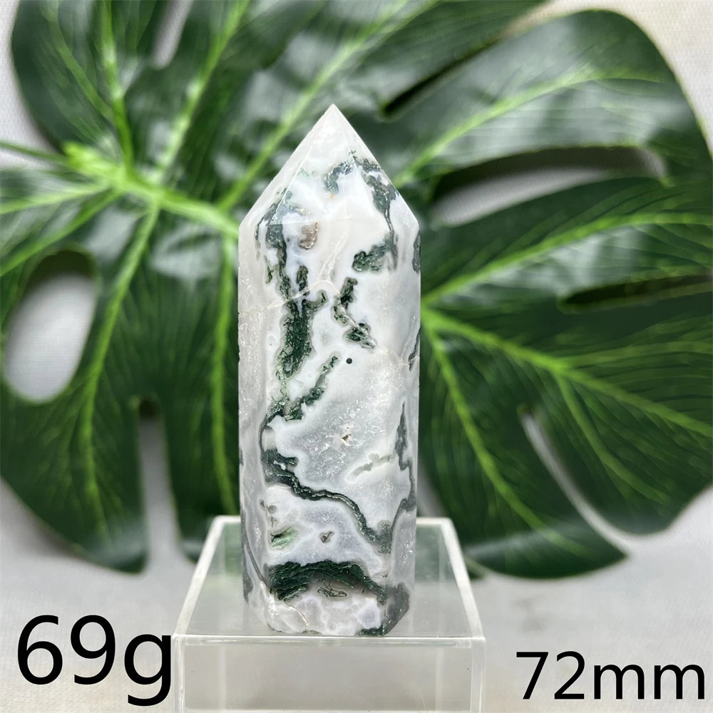 Natural Moss Agate Tower - Super Energy