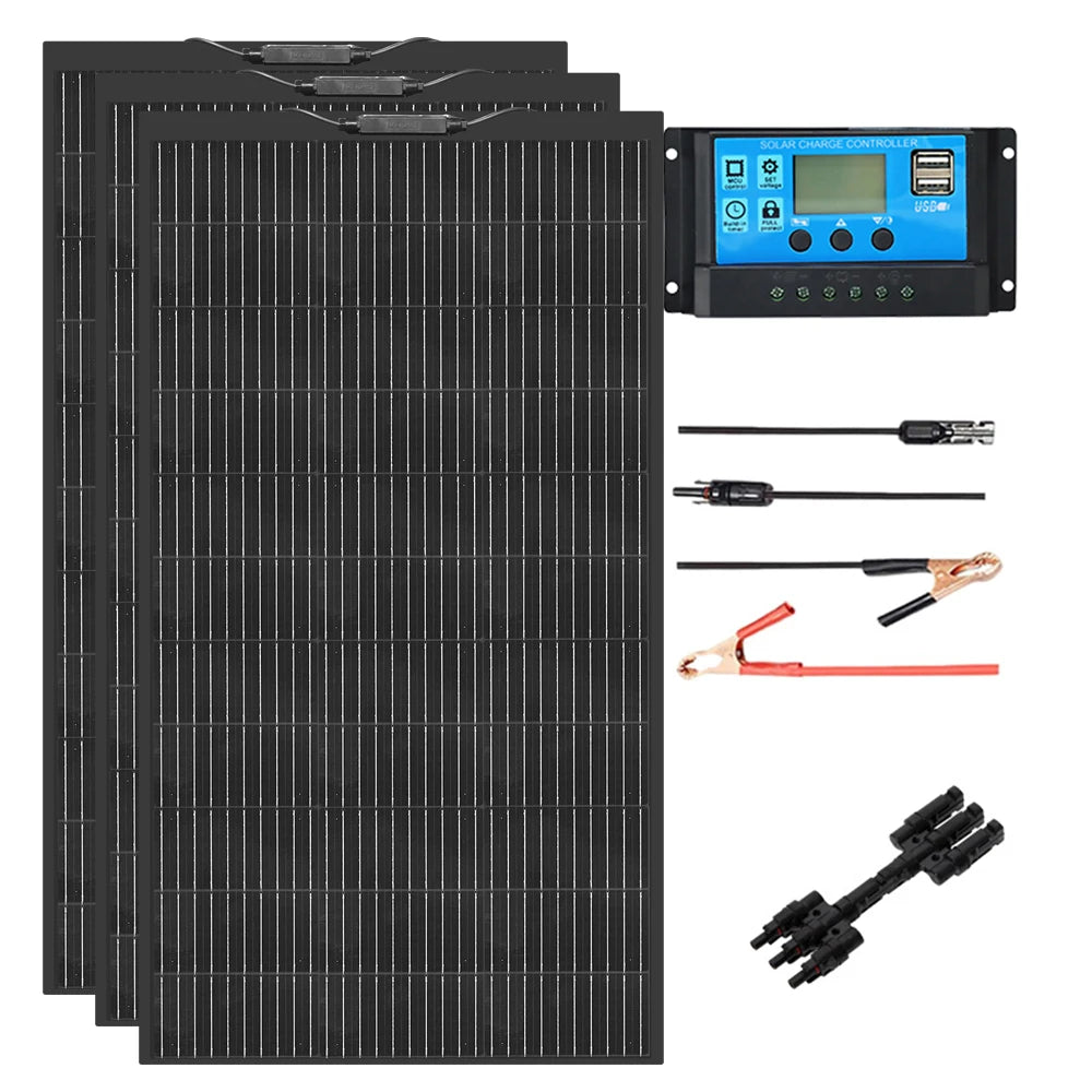600W Solar Panel Kit Flexible Monocrystalline Cell 18 Volts 120 Watts Solar Panels 12V 24V Battery Charger For Home RV Caravan