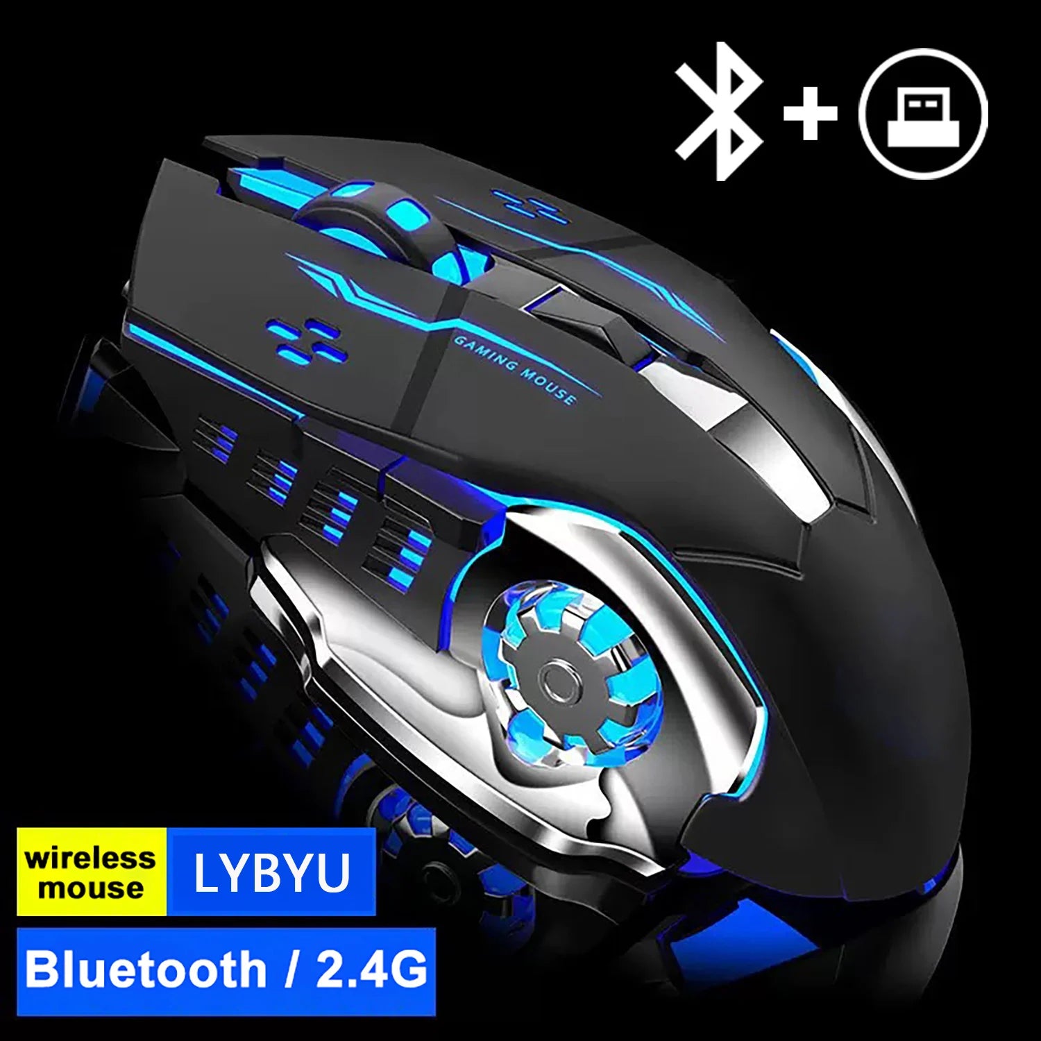 Chuột Gaming Không Dây RGB Bluetooth Sạc Lại Yên Tĩnh