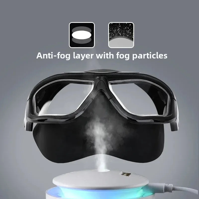 Professi onal Anti-fog HD Large Frame Lens Freediving Snorkeling Eq uipment Scuba Full Face Large Frame Diving   Goggles
