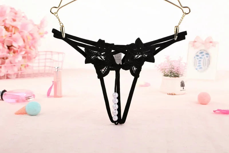 Women's Panties Sexy Lingerie Pearl Thongs Crotch Opening G-strings Temptation Women Underwear Erotic Female Underpants