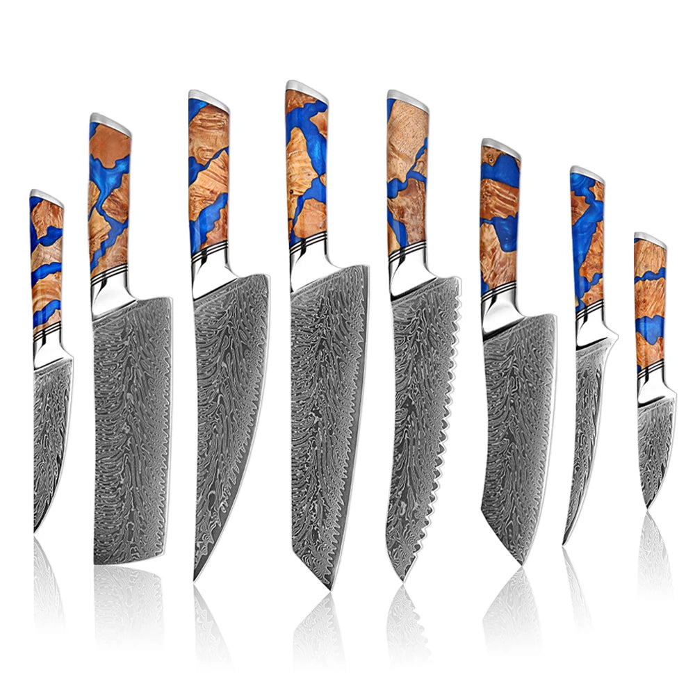 XITUO 1-9PCS Japanese Chef Knives Set,Damascus Kitchen Knives with 67-Layer VG10 Steel Blade,Ultra Sharp Cooking Knife Set - Daisan Mart