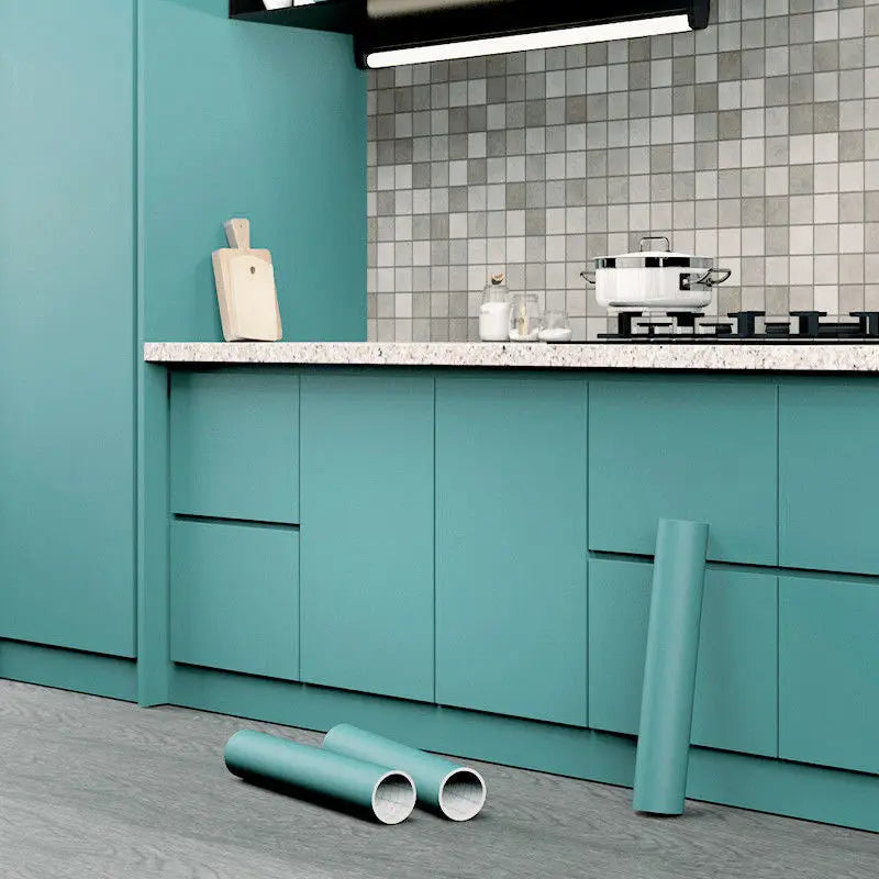 Matte Cabinet Film Kitchen Decor Waterproof Solid Color Self Adhesive Thicken Vinyl Wallpapers Bedroom Home Decor Wall Stickers