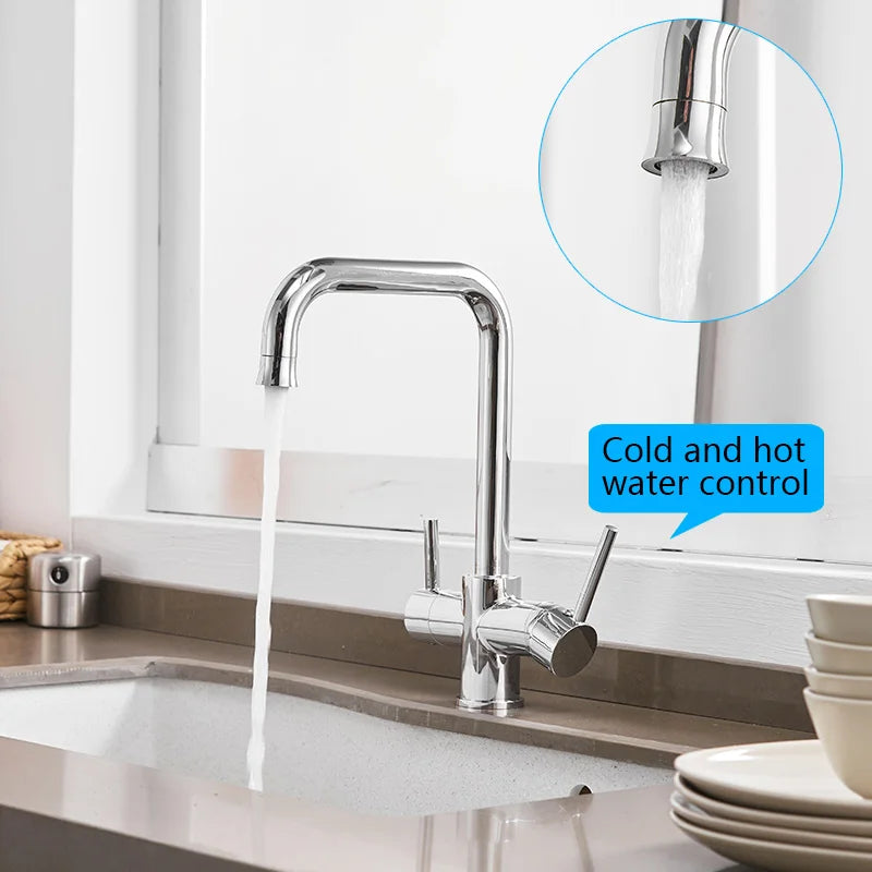 ROVATE Chậu bếp 3 trong 1, Vòi nóng lạnh có lọc nước uống