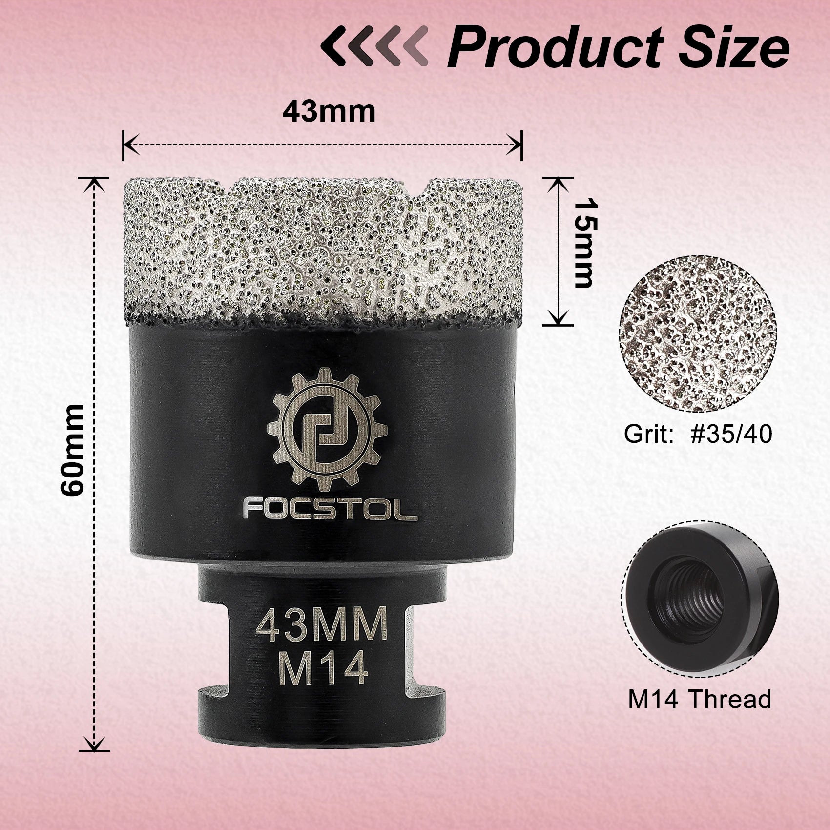 Mũi Khoan Kim Cương FOCSTOL M14 Đá Gạch 6-125mm - Daisan Mart