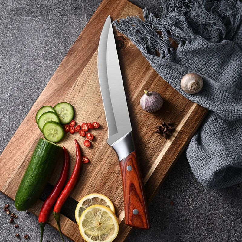 Multi-purpose Stainless Steel Boning Knife for Cutting Meat and Vegetables