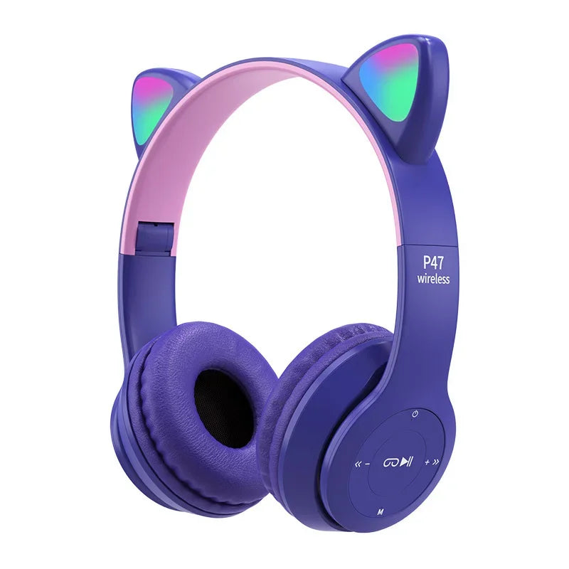 Wireless Bluetooth Cat Headphones Strong Bass For Kids &amp; Adults
