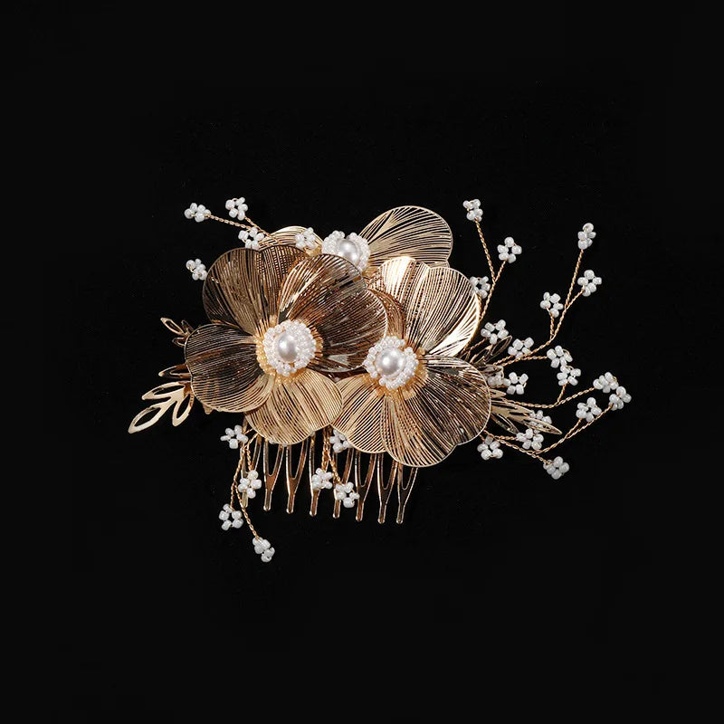 Bộ Kẹp Tóc Cưới Đính Hoa Ngọc Trai Thủ Công SLBRIDAL