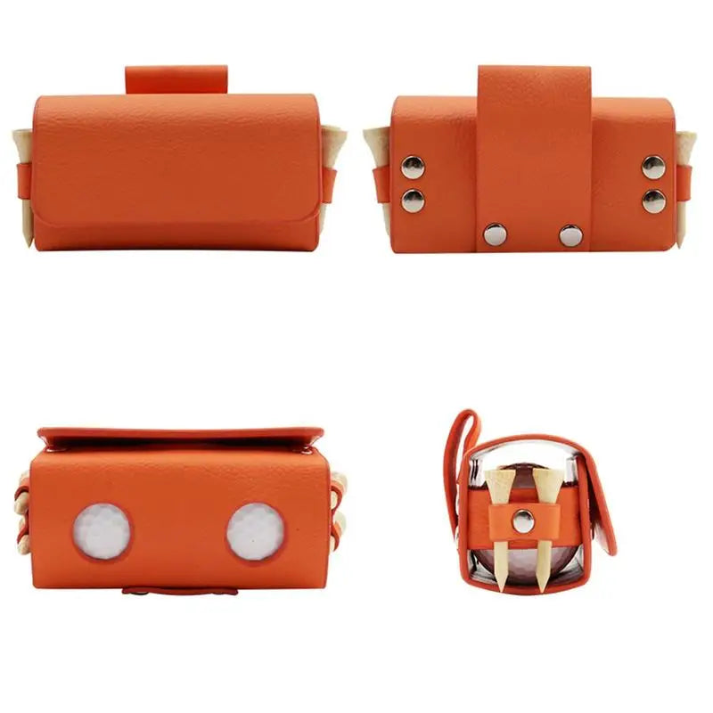 Convenient PU Leather Golf Ball Bag with 2 Balls and 4 Tees on the Hip