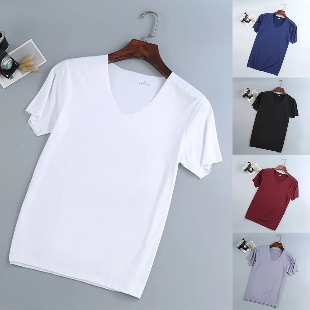 Áo Thun Nam Cơ Bản Hè V-Neck Tập Gym Thể Thao