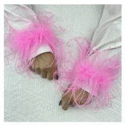 Natural Feather Sleeve Cuffs Gloves Party Cosplay Lace Wrist Cuffs Fur Sleeve Furry Accessories Carnival Stage Show Costume - Daisan Mart