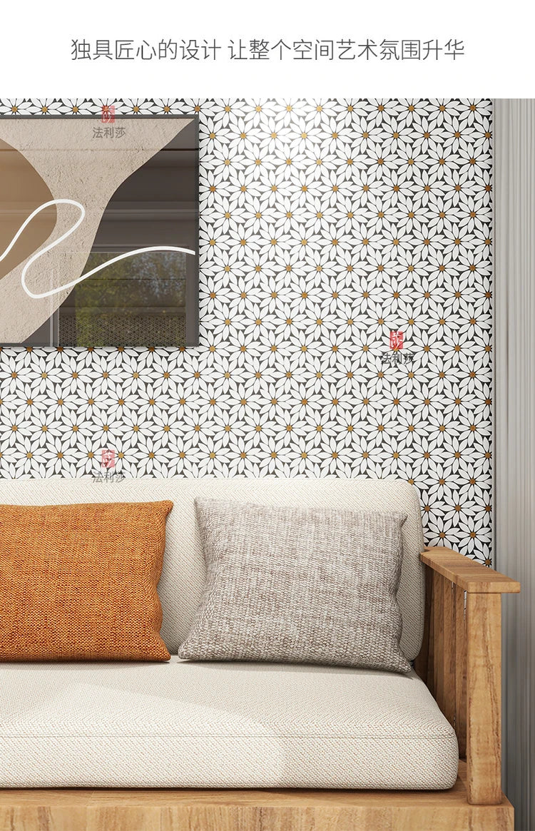 Building materials marble white-green stone mosaic sunflower toilet balcony residential hotel floor decoration background wall - Daisan Mart