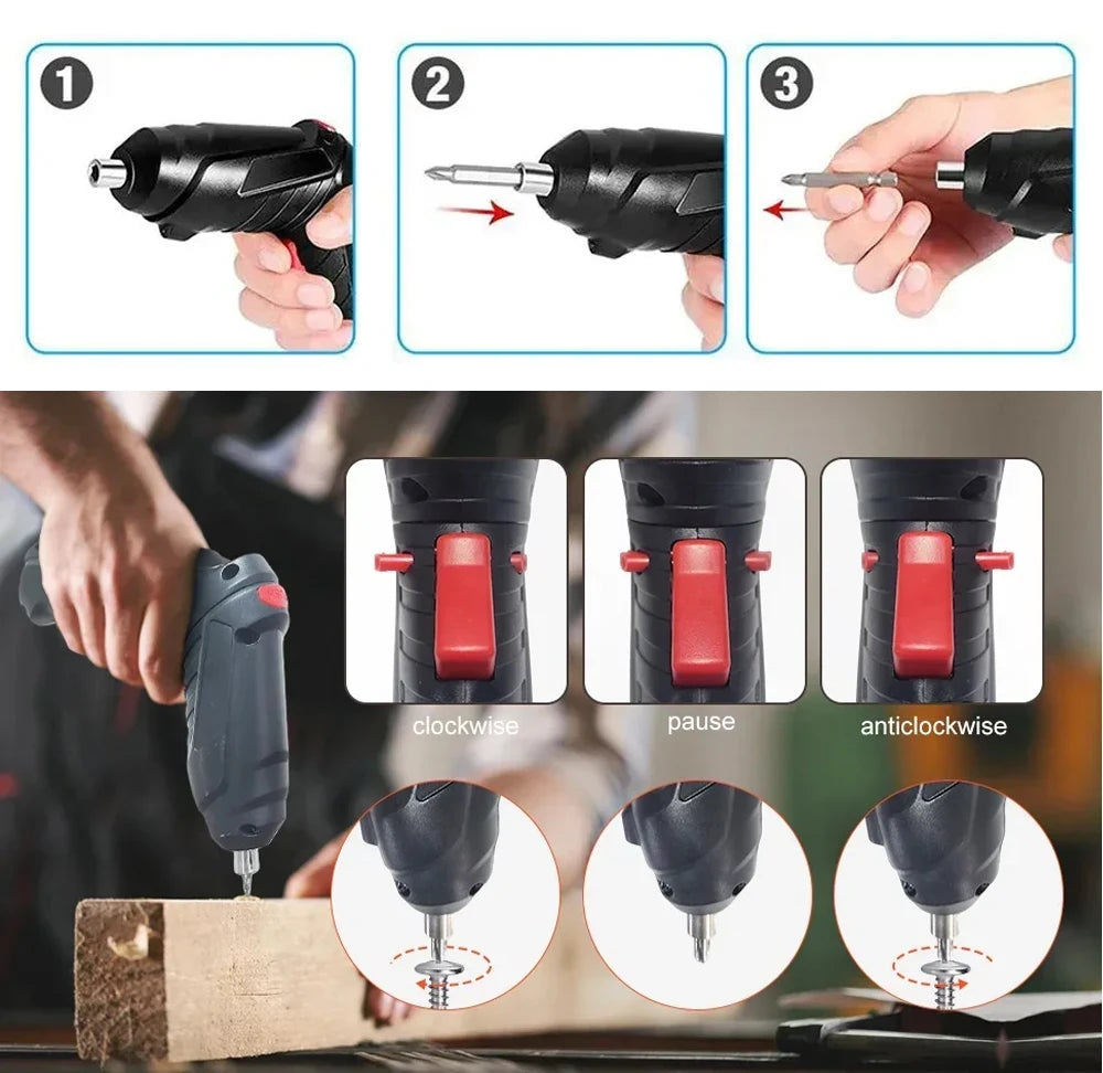 Electric Screwdriver Battery Rechargeable Cordless Screwdriver Powerful Impact Wireless Screwdriver Drill Electric Screw Driver