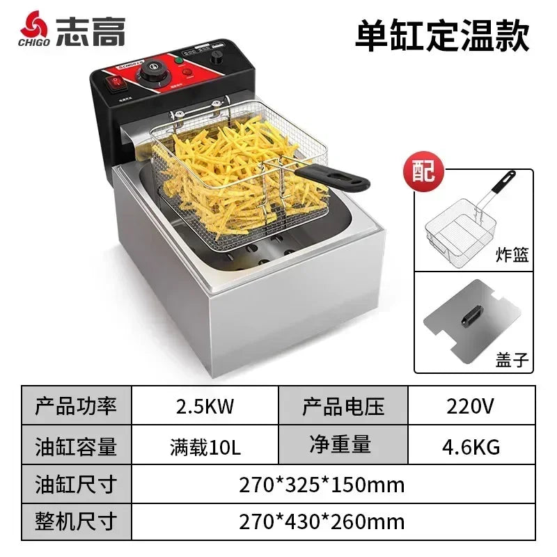 220V Fryer Electric Cookware for Kitchen Deep French Fries Commercial Fryers Frying Oil Cooker Timer Arfrai 10L Ar CW