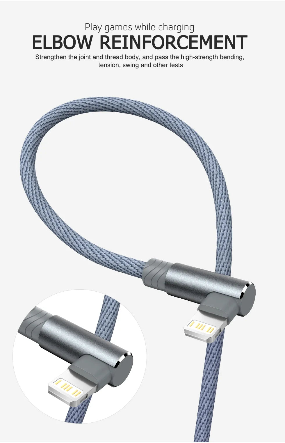 90 Degree Fast Charging Cable For iPhone &amp; iPad 1/2/3m Long