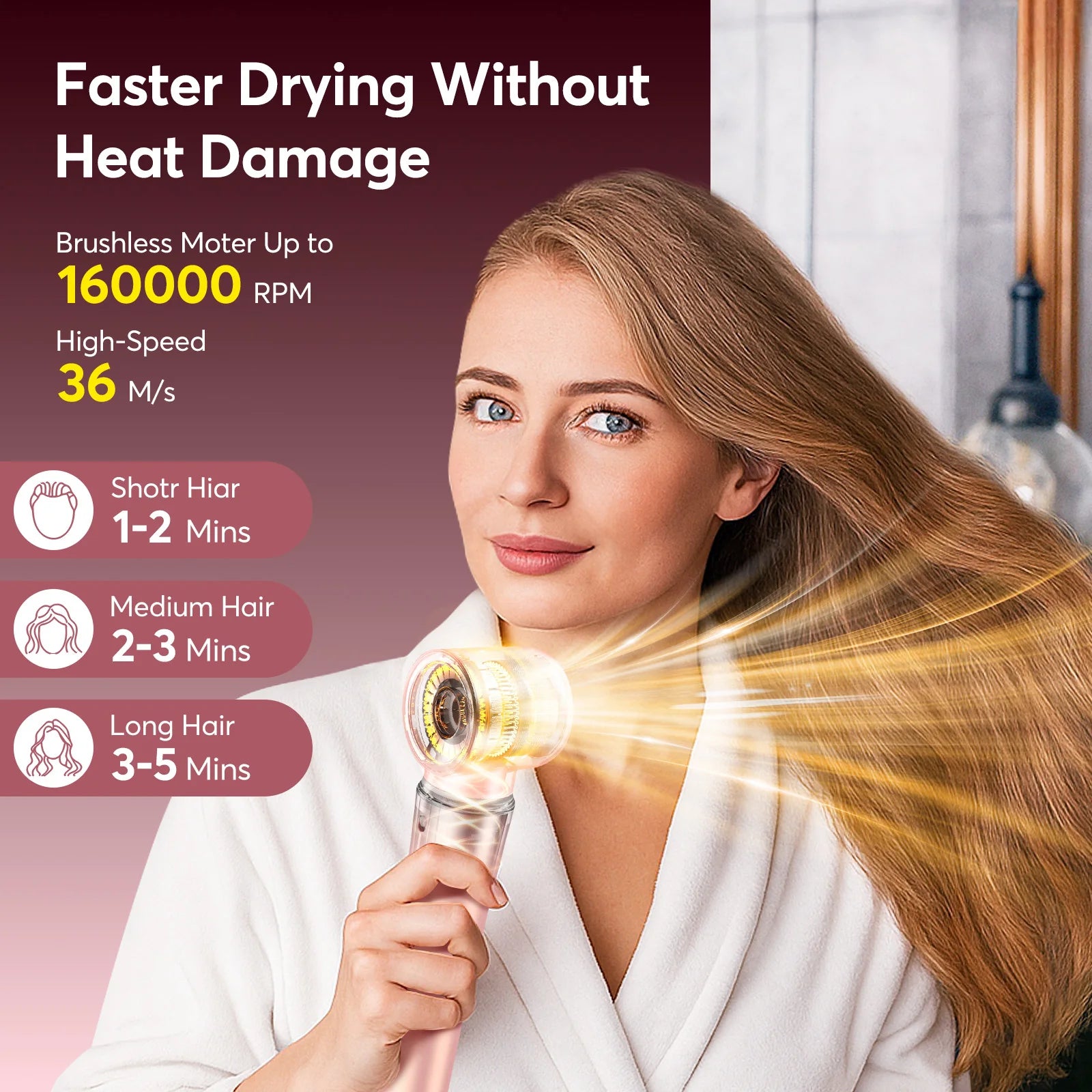 High Speed ​​5 in 1 Hair Dryer Hot Air Comb Set,Hair Brush Curling Iron Hair Straightener Styling Tool For Blow Dryer Gift Box
