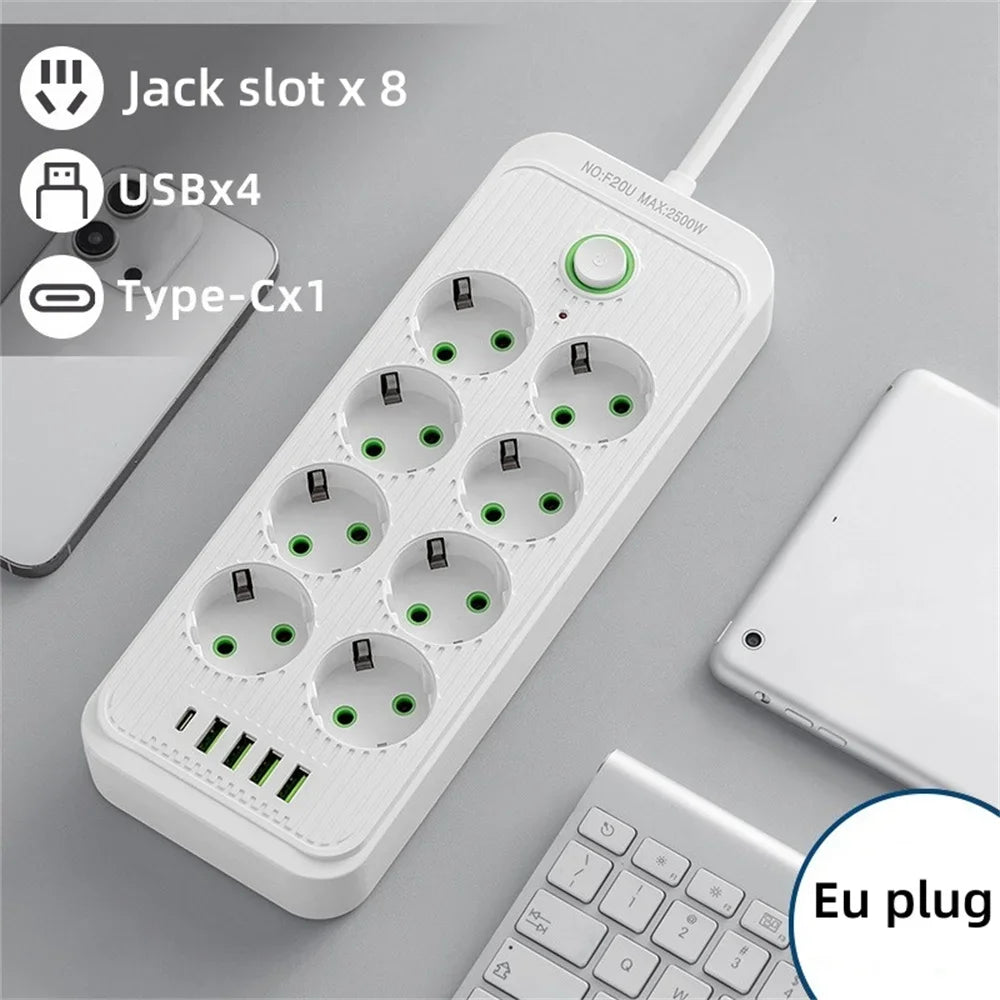 Ổ Cắm Điện Đa Năng 4 USB, 1 Type C, 2M, Chống Sét - Daisan Mart