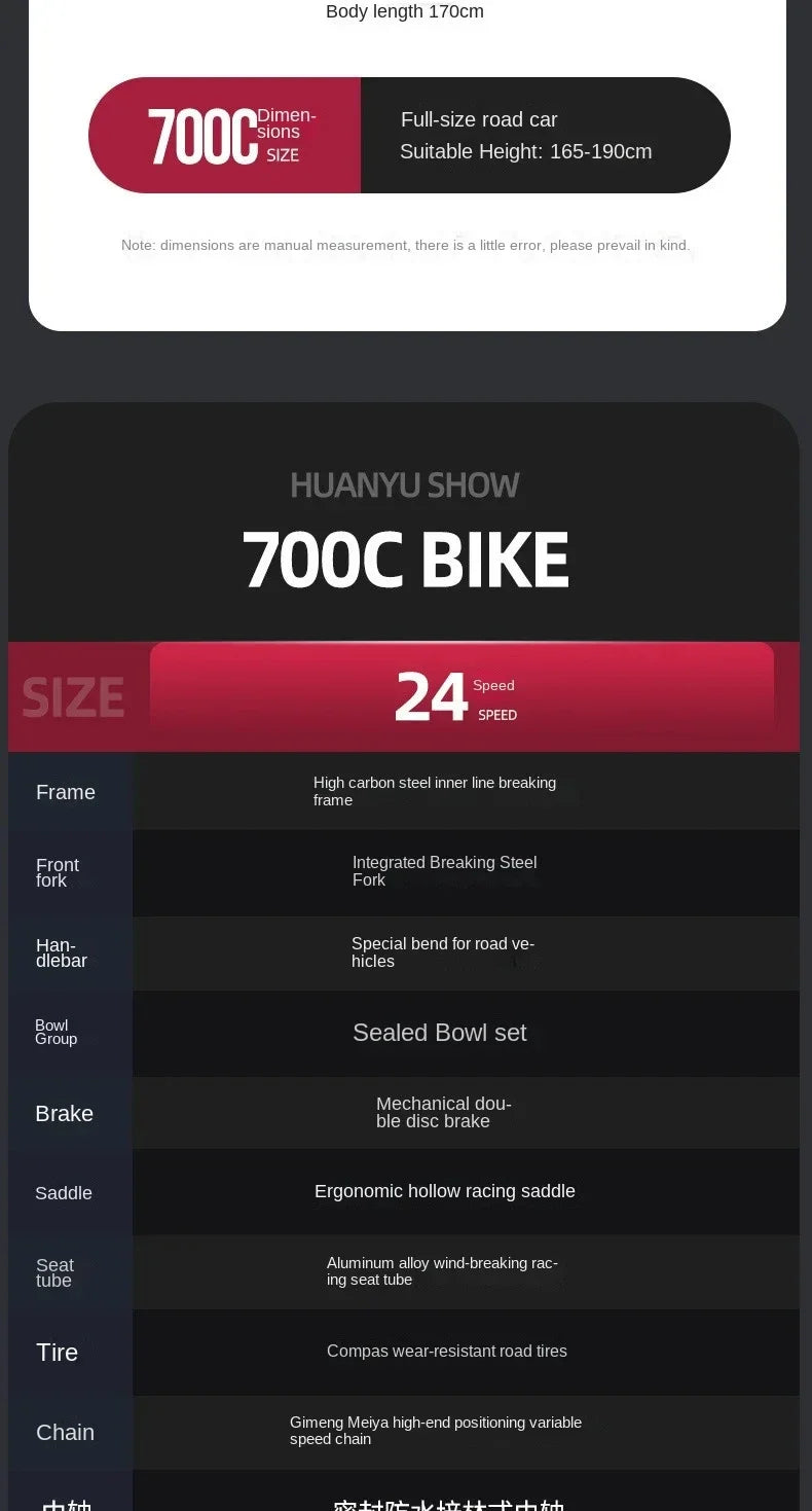 700C*40MM road bicycle hand-changing 24 speed Road Racing Bike disc brake gravel bicicleta Wind Shock Absorber Bikes male adult - Daisan Mart