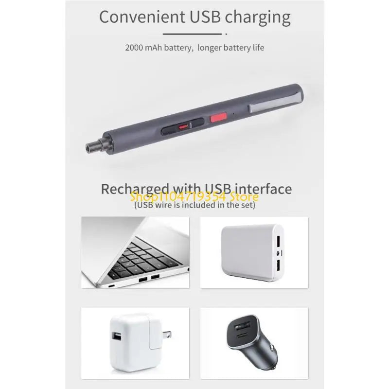 CS1902A Cordless Electric Screwdriver 1.5Nm Mini Tools USB Charging 3.7V Electric Screwdriver Variable Speed