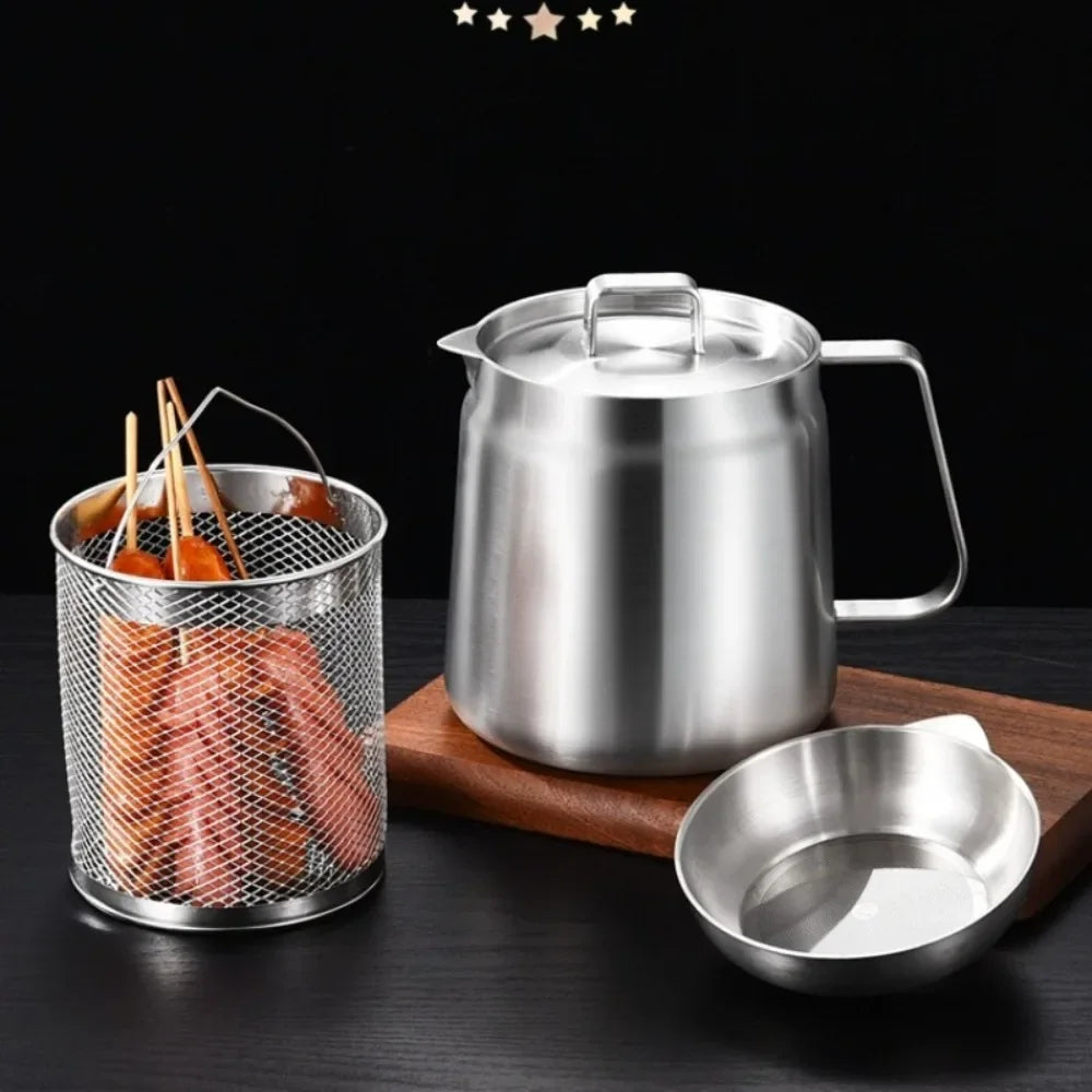 2L Stainless Steel Fryer - Multi-function Oil Filter Basket