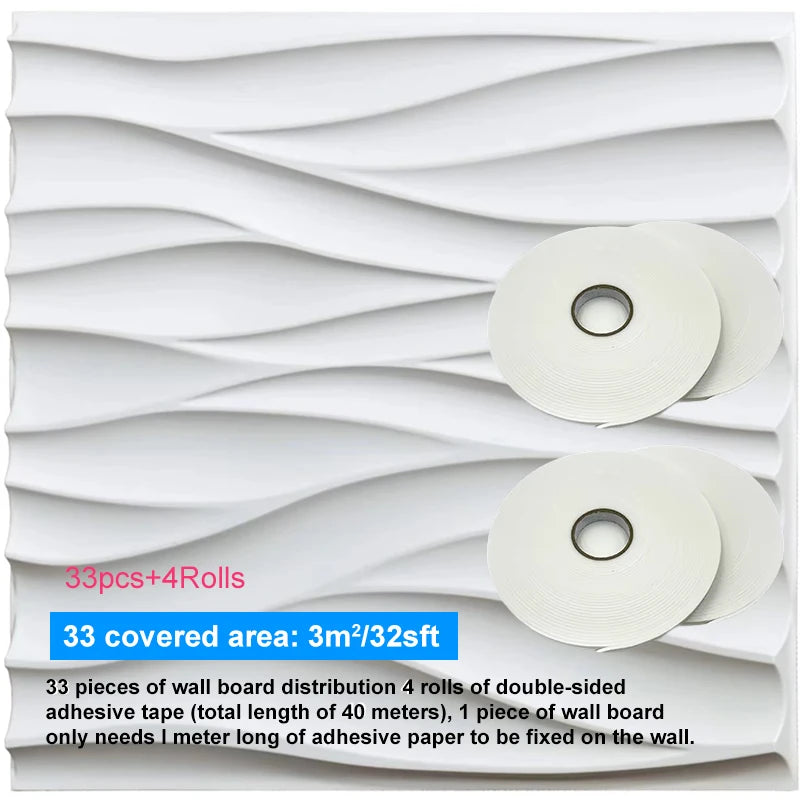 3D Wave Wall Panels 30x30cm Living Room Decoration