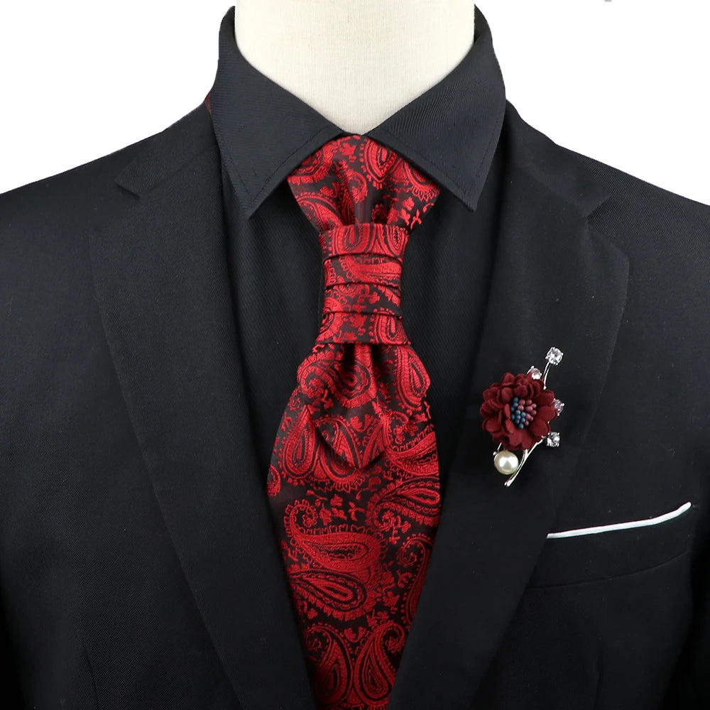Premium luxury Paisley men's tie &amp; brooch