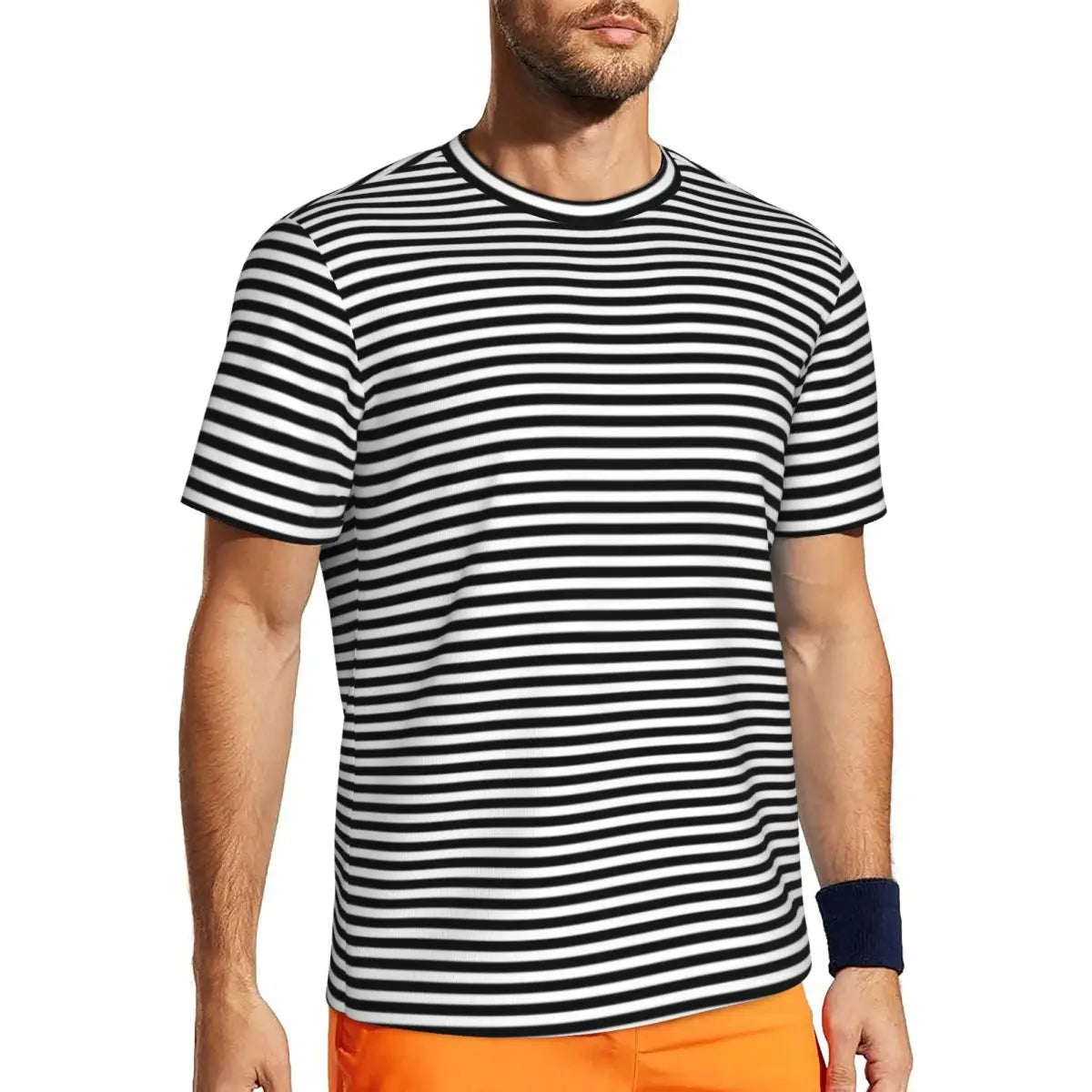 Stylish Mondrian Striped Men's Gym T-Shirt