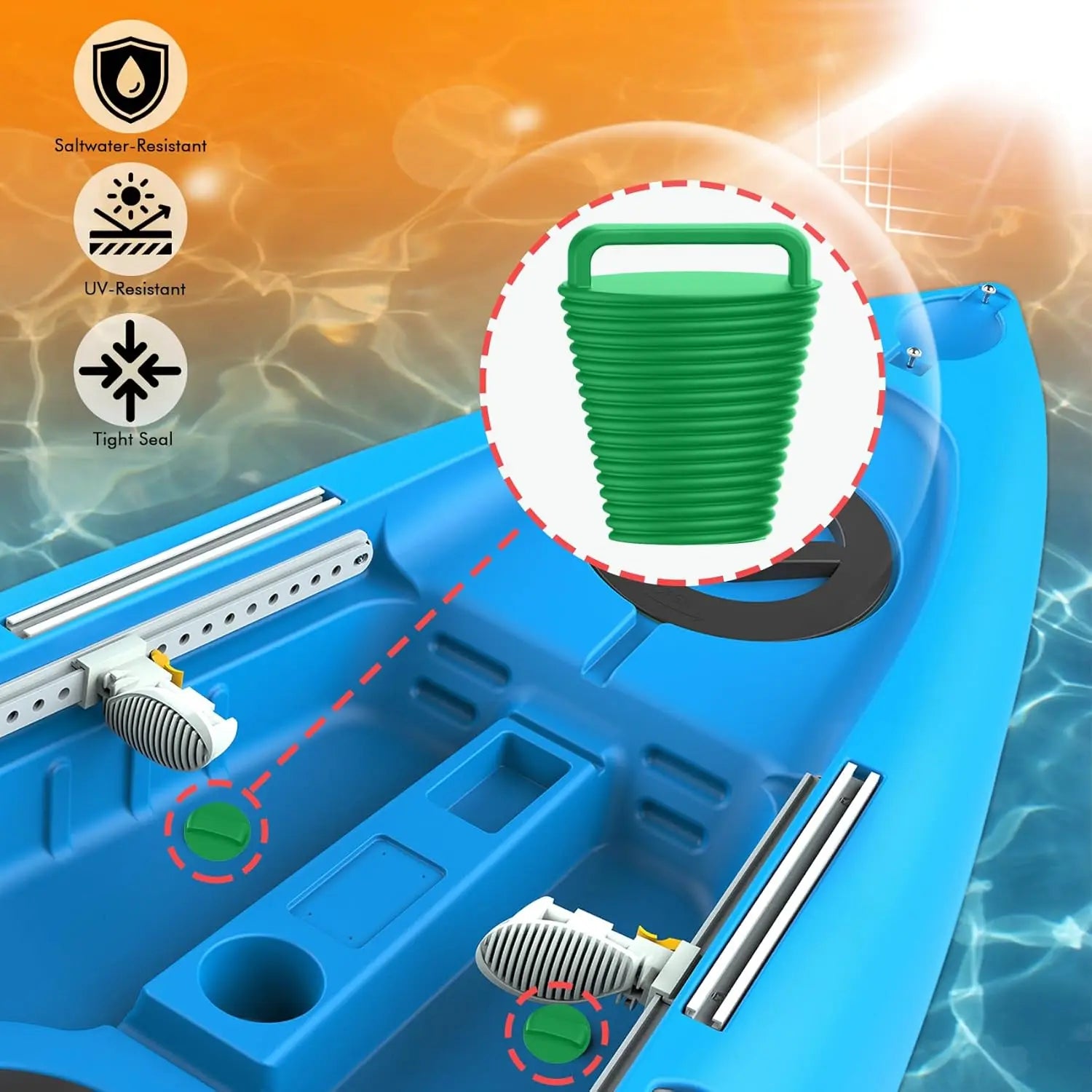 8 Pcs Kayak Scupper Plugs Kit with Silicone Handles 2 Sizes Scupper Plugs Drain Holes Stopper Non-Slip Easy Installation