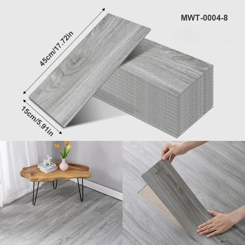 45x15cm Floor Sticker Wall Sticker Modern Self-adhesive Thick PVC Wood Grain Floor Sticker Living Room Bedroom Decoration