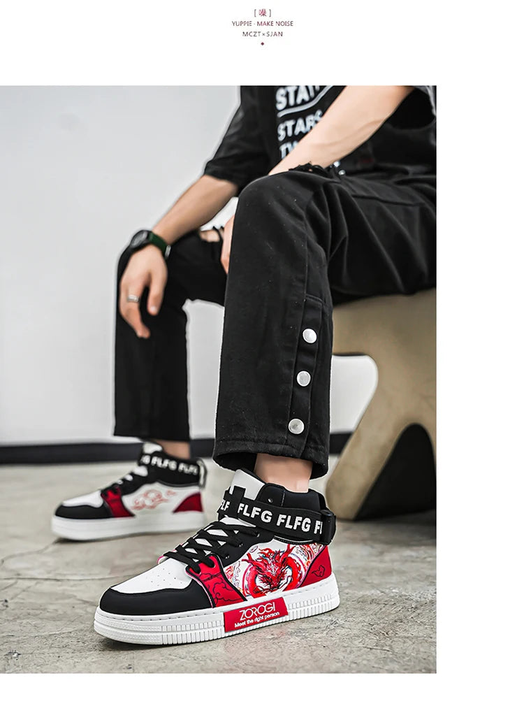 High-end Men's Sneakers with Fashionable Printed Patterns