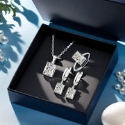 925 Silver Jewelry Set Elegant Rectangle Zircon