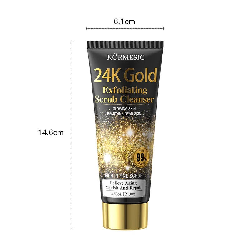 KORMESIC 24K Gold Exfoliating Facial Cleanser Moisturizing Oil Control Cleansing Face Wash Foam Skin Care