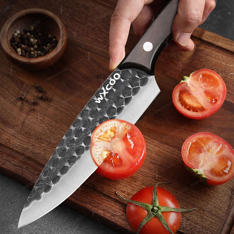 2-Sided Moisture-Proof Wooden Cutting Board + Stainless Steel Kitchen Knives and Cutlery