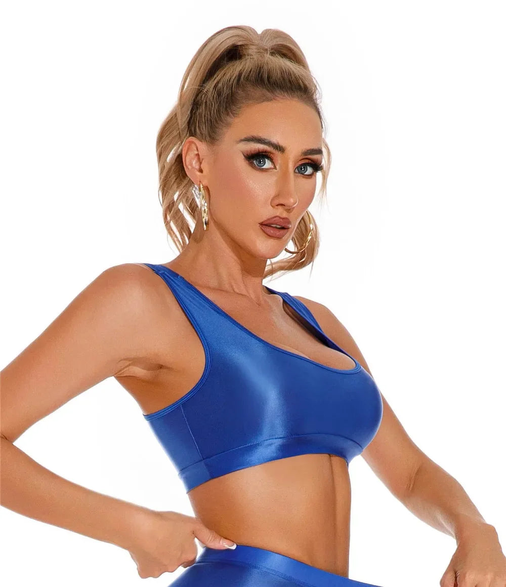 Women's Sexy Crop Top Bodycon Sports U-Neck