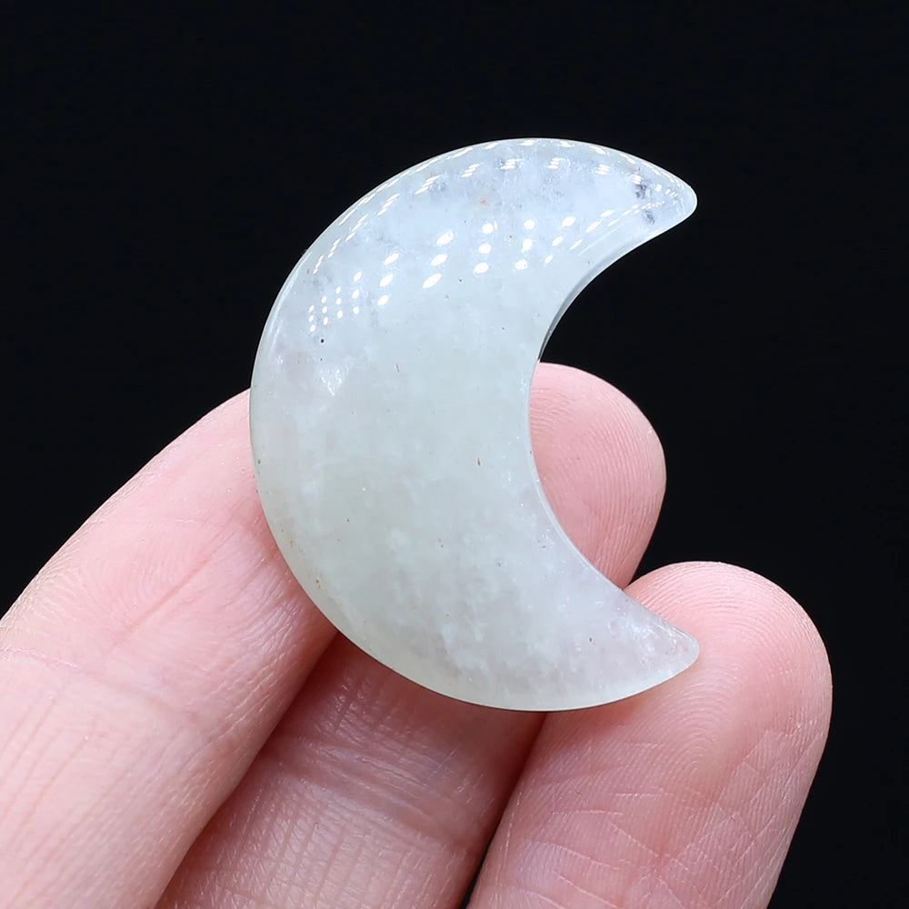 Feng Shui Rose Quartz Natural Stone Moon Statue