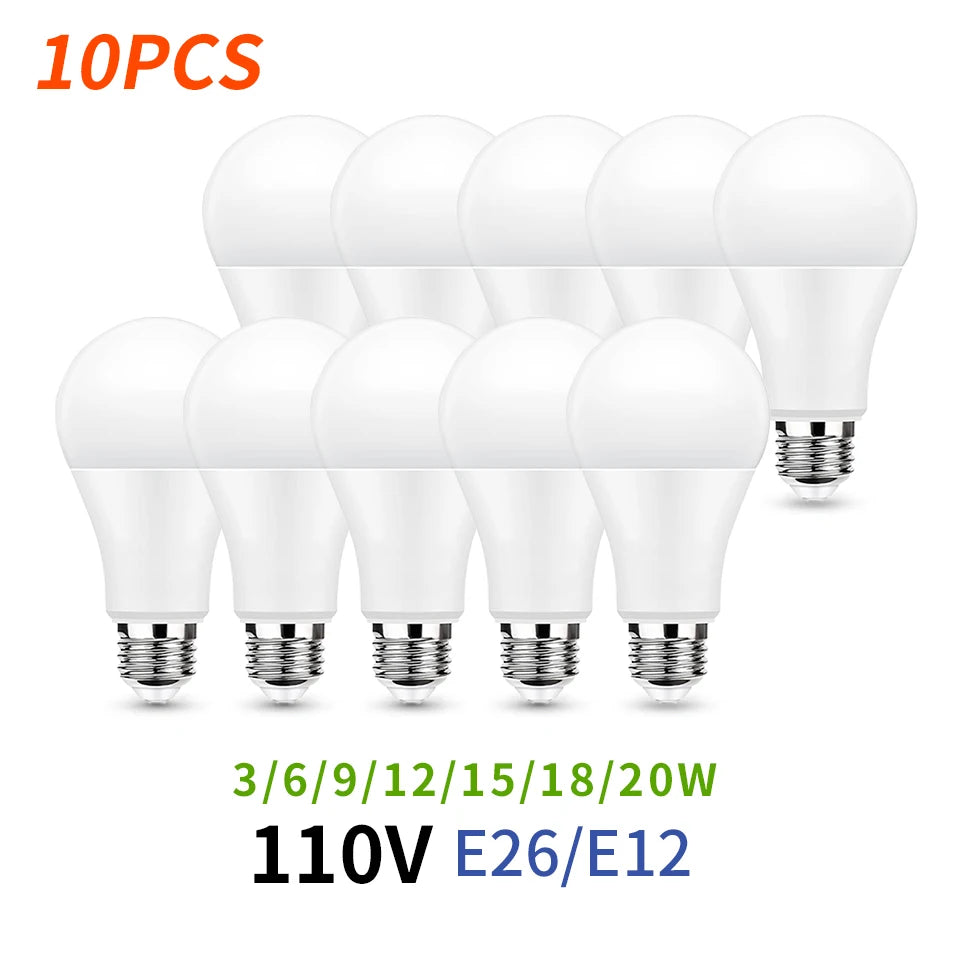Multi-power LED bulbs E26 E12 for home and office