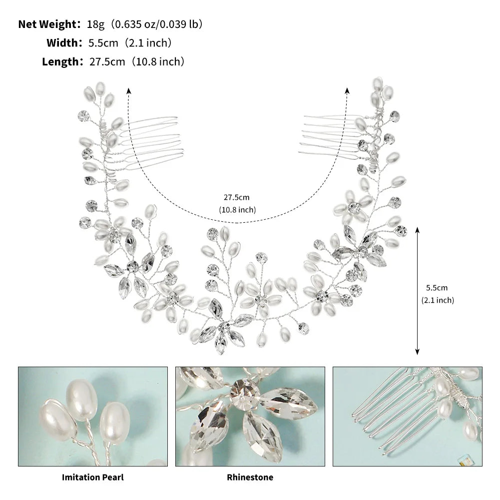 Băng Đô Hoa Ngọc Trai & Đá Lấp Lánh Dự Tiệc