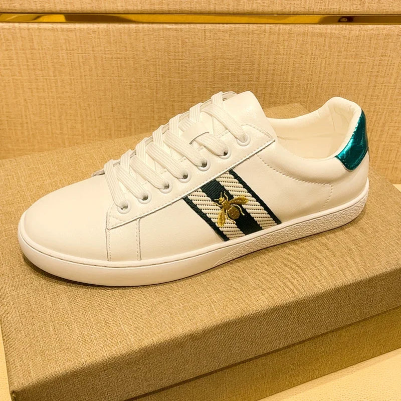 High-end Fashion Men's Embroidered Leather Shoes Sneaker