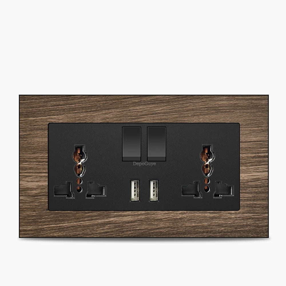 Universal 18W Type-C Plug Quick Charging Dual 3-pin Power Socket 220V,Wall electrical Socket with DC 5V 3.1A Type-c USB Charger