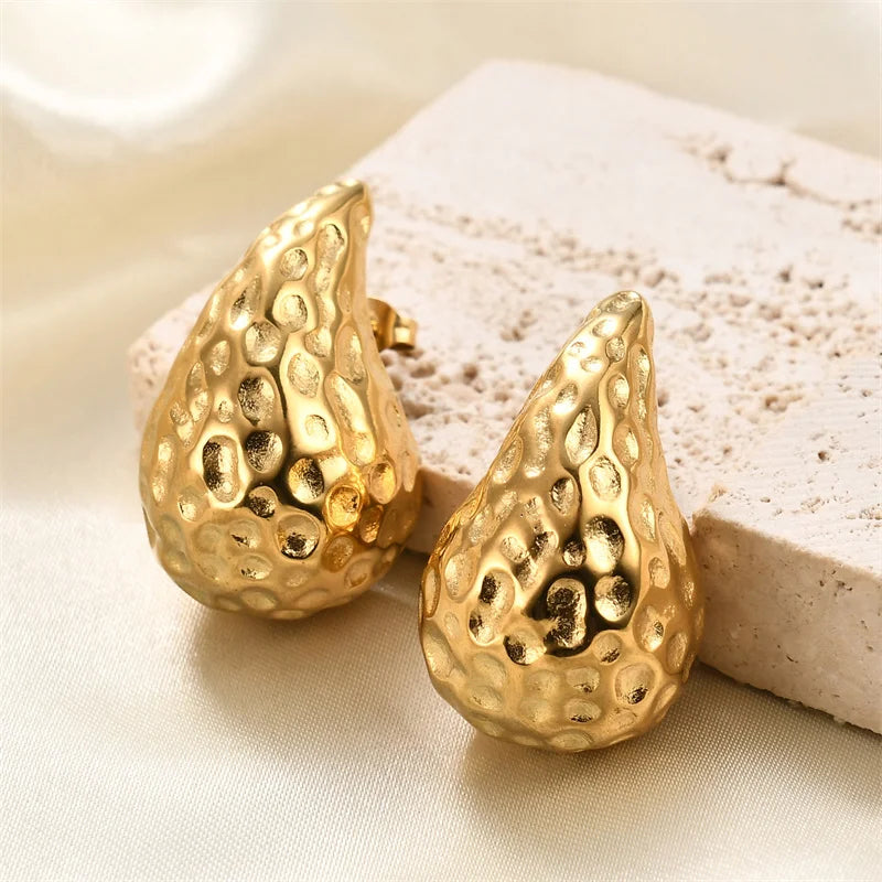 Women's Classic Thick Gold Teardrop Earrings